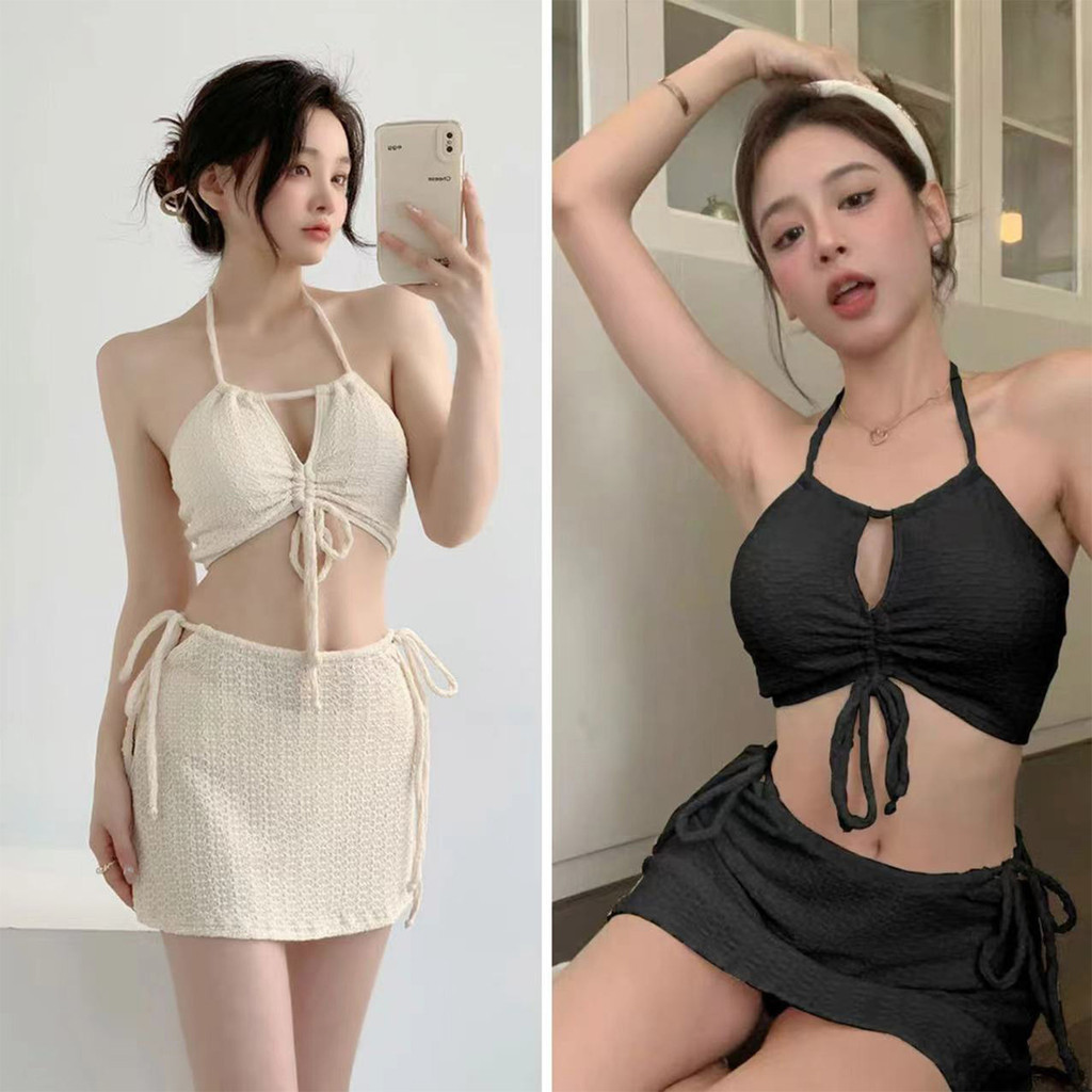 ชุดว่ายน้ำสำหรับผู้หญิง รูปแบบสองชิ้น ดีไซน์เรียบง่าย สไตล์เรียบง่าย
