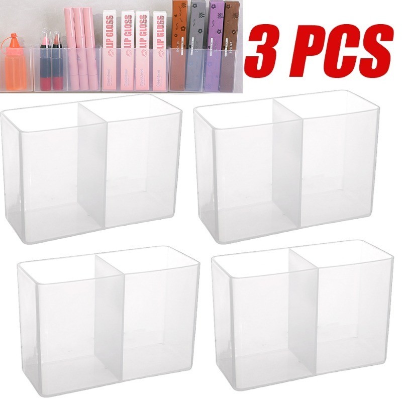 อุปกรณ์ภายในบ้าน - 1/3 ชิ้นติดผนัง 2 กริดกล่องเก็บ - Punch-ฟรี, Self-Adhesive - เครื่องสําอางลิปสติกรีโมทคอนโทรลชั้นเก็บ - วัตถุขนาดเล็ก Wall Storage Holder