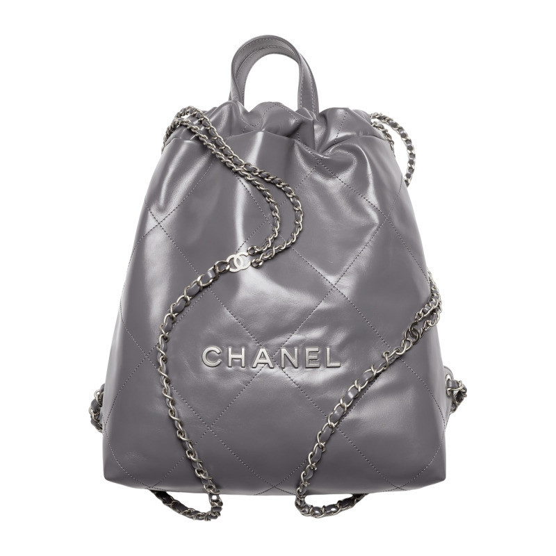 Chanel/Chanel Womens Bag Zaino 22 Diamond Plaid Quilted Large Capacity Drawstring Backpack Shopping