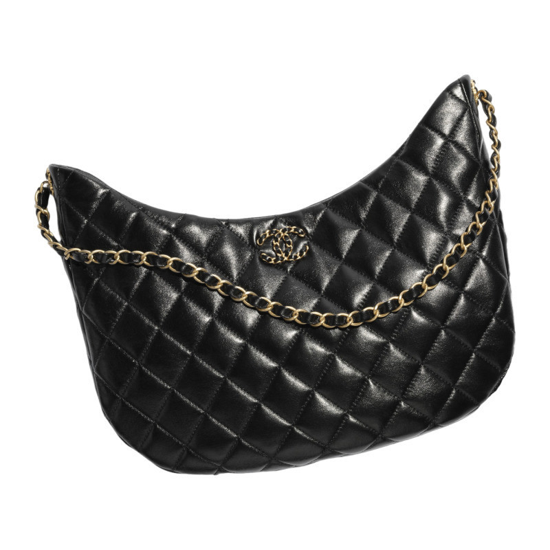 Chanel/Chanel Women's Bag Hobo Grande Black Sheepskin Large Shoulder Stray