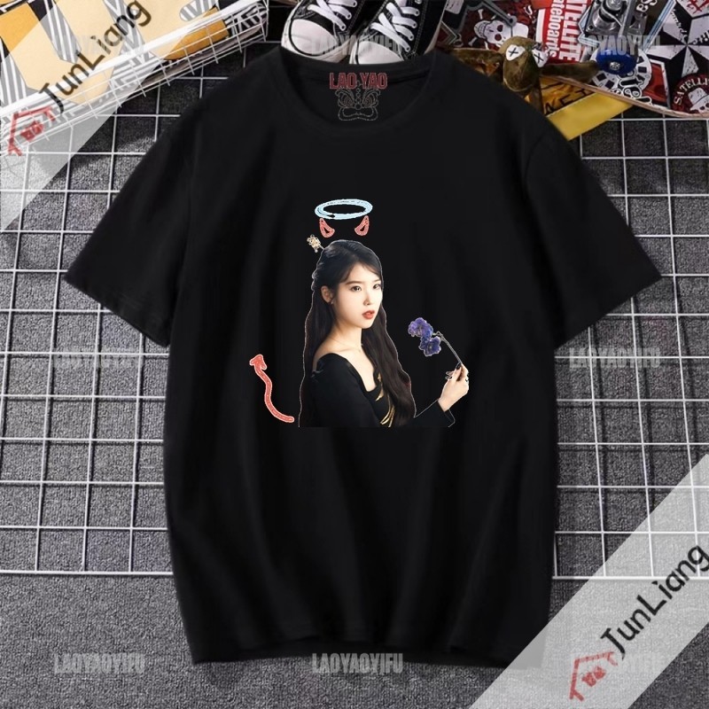 Kpop Music Korean Pop Girl T Shirt for Women Iu Harajuku Fashion Woman Blouse 2024 Lee Ji Eun Manga 