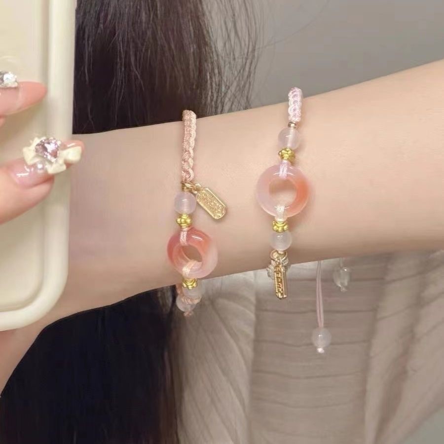 เกาหลีสีชมพูความปลอดภัยหัวเข ็ มขัดสร ้ อยข ้ อมือปรับ Clasp สายรัดข ้ อมือเชือกสร ้ อยข ้ อมือ - รูปที่ 4