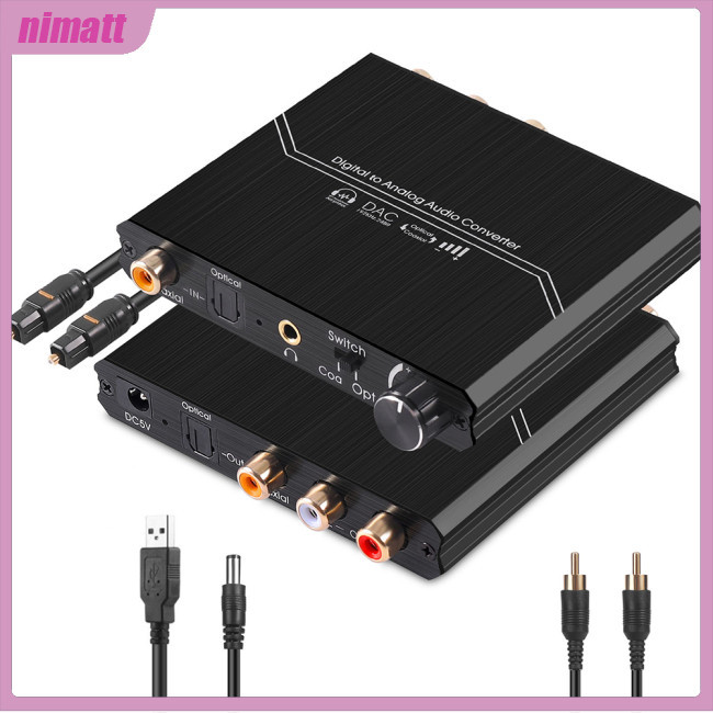 Ni 192khz Dac Digital To Analog Audio Converter การควบคุมระดับเสียง Optical Coaxial To Analog Audio Adapter Switcher