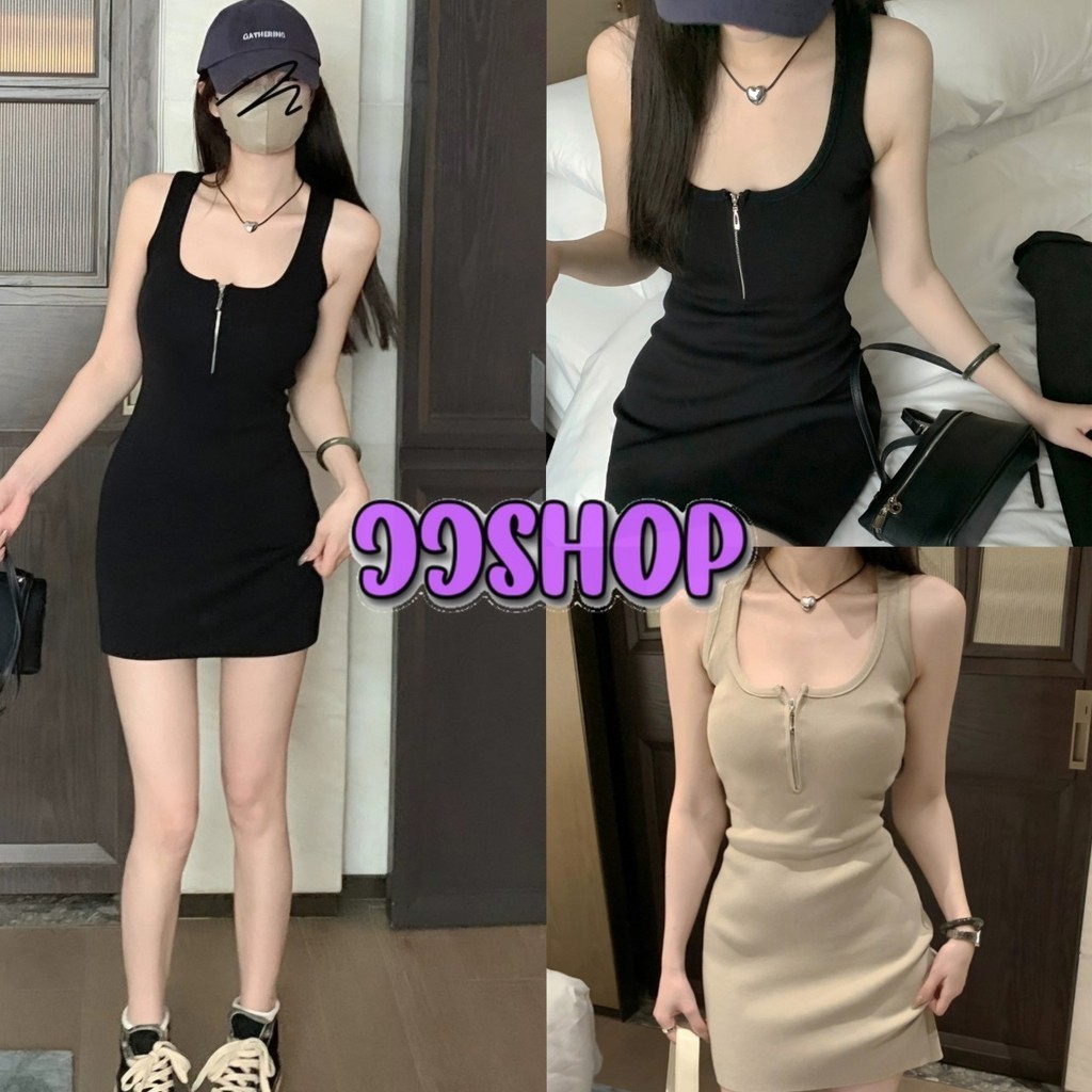 JJ Shop​💜​พร้อมส่ง  ชุดเดรสไหมพรม ทรงรัดรูด ผ้าร่อง มินิสไตล์ "M062"