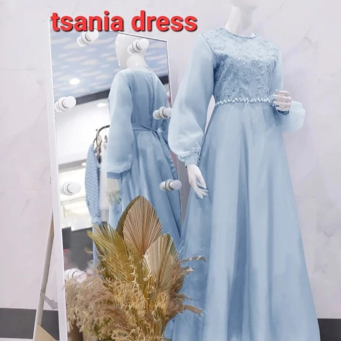ใหม่ล่าสุด TSANIA BRUKAT DRESS SIZE ML XL XXL GAMIS TILE MUTIARA COMBI ORGANIZA GAMIS MAXIDRESS PARTY FORMAL GAMIS