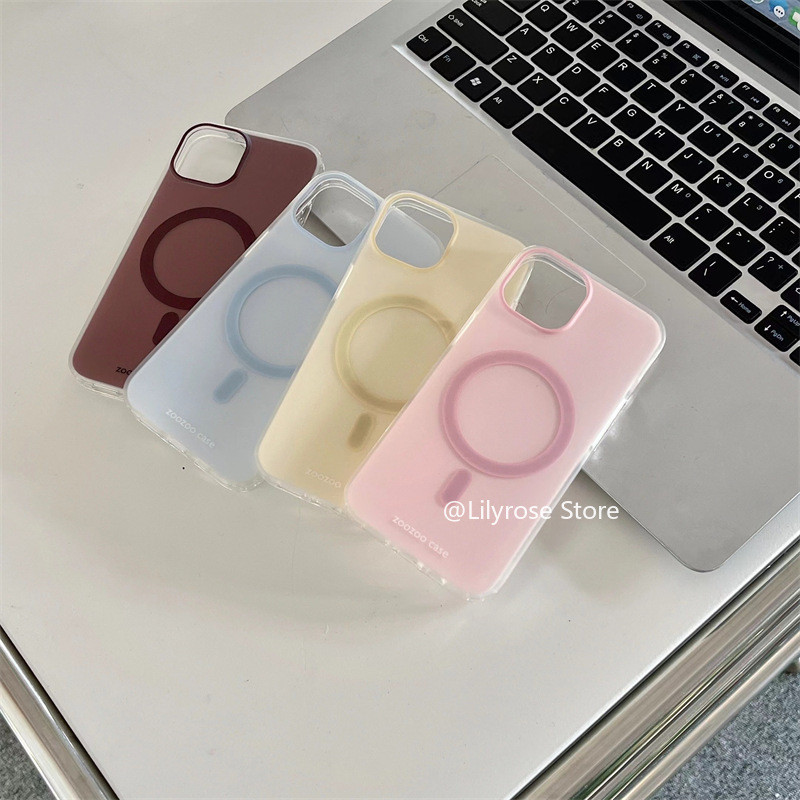 Minimalism Matte Design Magnetic iPhone Case สําหรับ Apple iPhone 15 Pro Max iPhone14 แพคเกจเต็มรูปแบบปุ่มสเตอริโอ 13 สองชั้น 12 กรอบโปร่งใสคุณภาพสูง