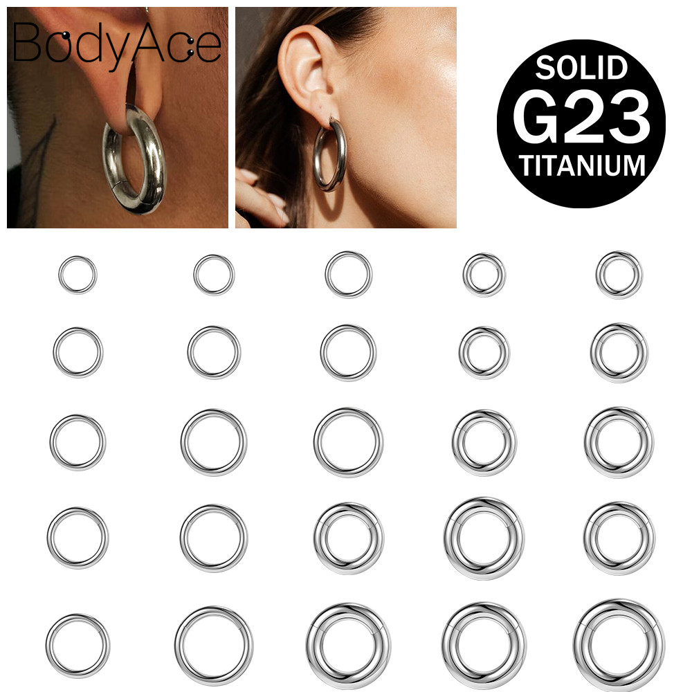 Bodyace 1PC G23 ต่างหูห่วงเหล็ก Simple Ear Plug และอุโมงค์ไทเทเนียมรอบต่างหูเครื่องประดับวงกลม Septum Body Piercing