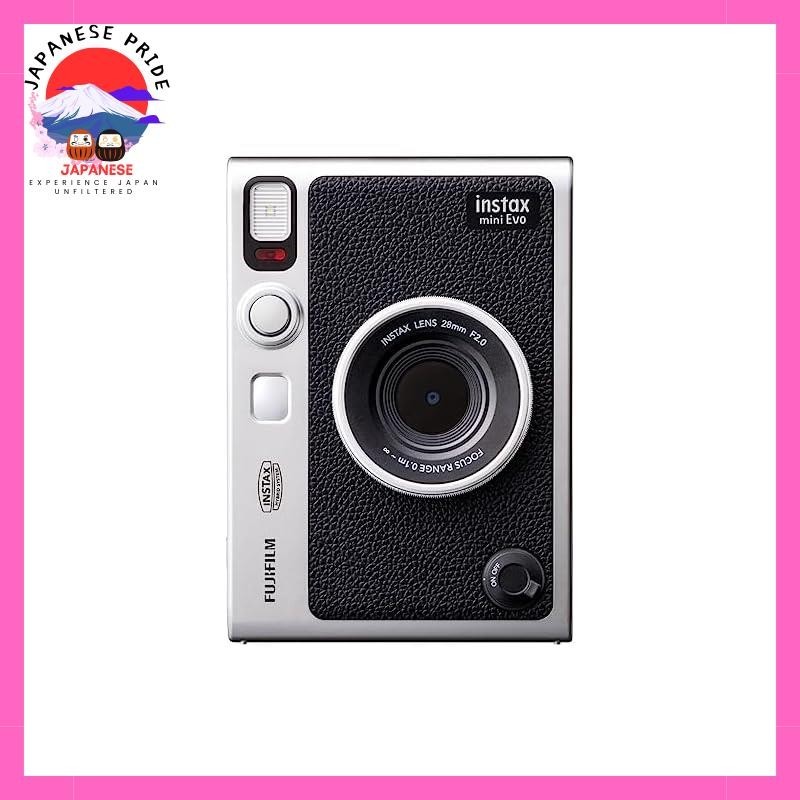 FUJIFILM's instax mini Evo is a hybrid instant camera that can also be used as a smartphone printer and digital camera. This black version is called INS MINI EVO BLACK C.