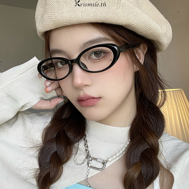 COD-ในไทย💖แฟชั่นแว่นสายตารูปไข่ Unisex กรอบแว่นตากันแดดขนาดเล็กแว่นตากันแดดบุคลิกภาพ Hip Hop-Kri