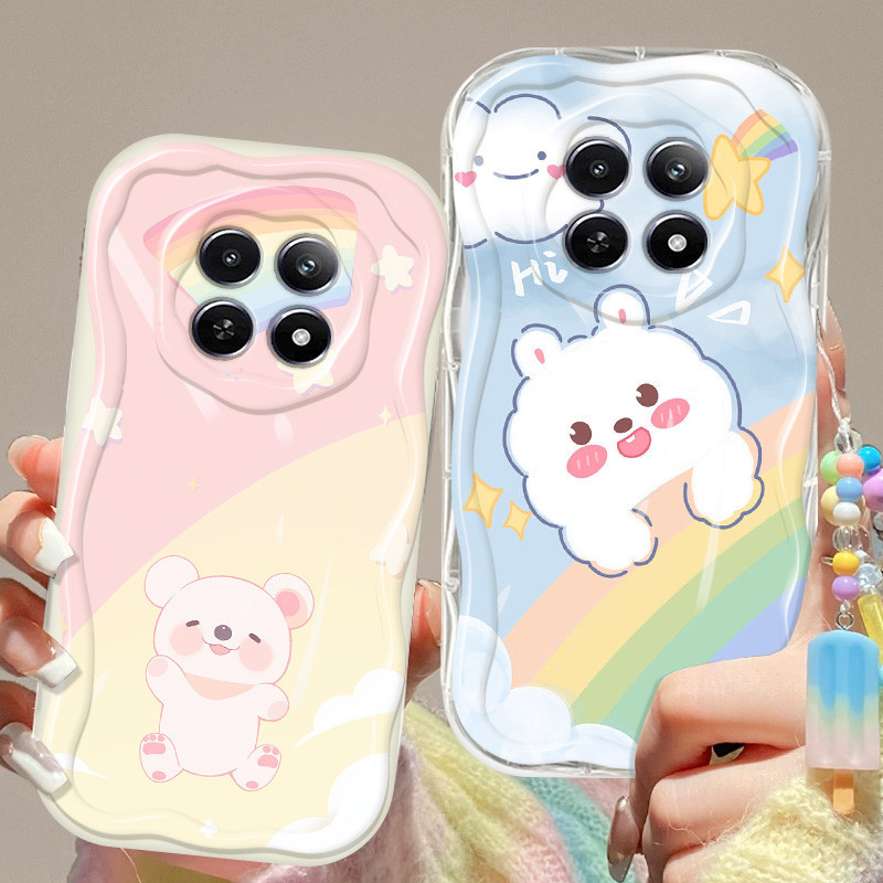 น่ารักกันกระแทกเคสโทรศัพท์oppo Realme 12 Pro Plus 5G Realme 12 Pro + Realme 12 + 5G Realme 12X Realme C65 4G 5G Narzo 70X 5Gโปร่งใสนุ่มพร้อมสร้อยข้อมือไอศกรีม
