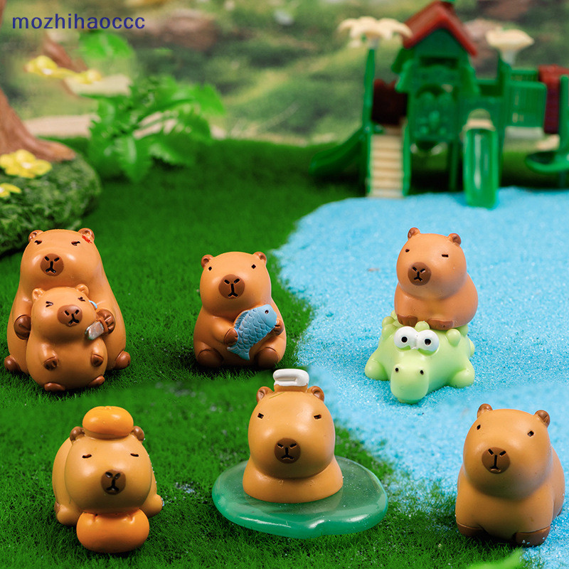 [mozh] Mini Capybara เครื่องประดับ Kapibala จระเข้ตุ๊กตา Micro ภูมิทัศน์ตกแต่งตุ๊กตา Miniature Pond Decor ของเล่น [TH]