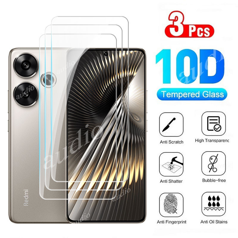 3 ชิ้นกระจกนิรภัยป้องกันหน้าจอสําหรับ POCO f6 Pro F6Pro 5G 2024 โปร่งใสใสป้องกัน Slim ฟิล์มสําหรับ P