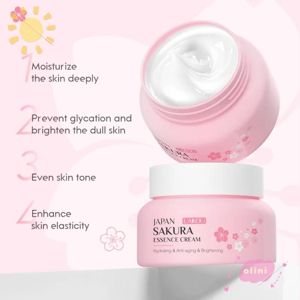 Olini Japan Sakura Cream , Tender and Smooth Moisturizing Cream Lotion , Practical Moisture Firming The Skin Hydration Cherry Blossom Facial Cream