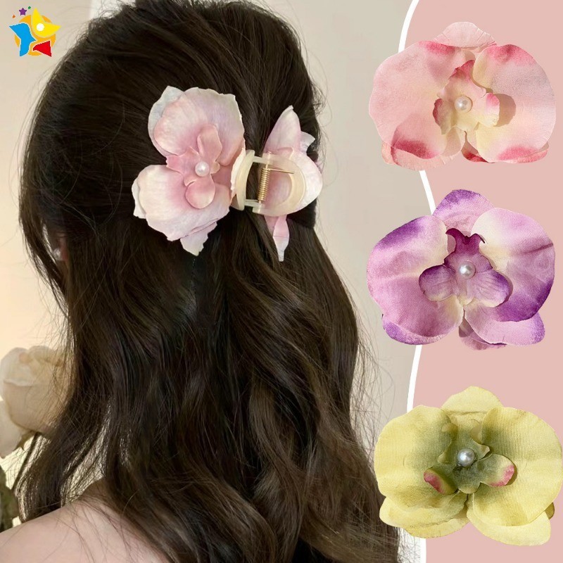 ฤดูร้อนที่มีสีสัน ฟาแลนนอปซิส ดอกไม้กรงเล็บกิ๊บผู้หญิงสาวหวานนางฟ้าผีเสื้อกล้วยไม้ฉลามคลิปริมทะเลวันหยุดคว้ากิ๊บอุปกรณ์ผม