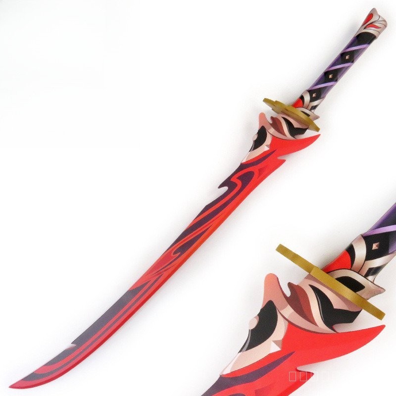 Genshin Impact Devil มีดกรงตกปลาขวด One Heart Maple สิบพันใบ COS เสื้อผ้า Props Kamisato Ayaka อาวุธไม้ไผ่ Uneven ใบมีด