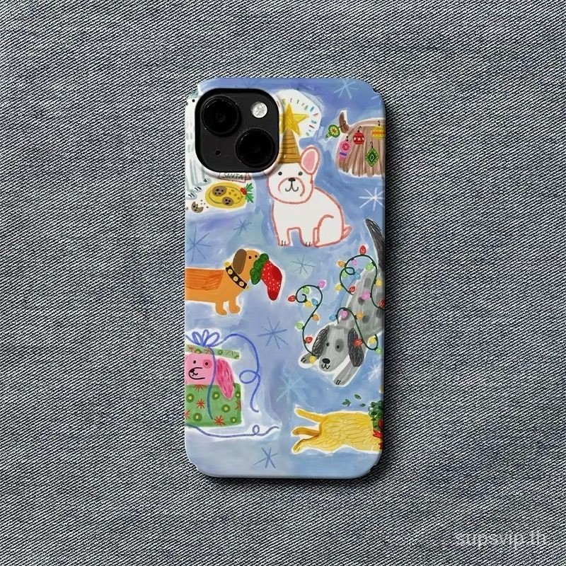 สนุกน่ารัก Graffiti Puppys Birthday Party iPhone Case เหมาะสําหรับ iPhone 13 14 Pro Max 15 Plus เคสซิลิโคน XR 8 Plus XR 7 Plus XS Max ป้องกันฝุ่น 12 Pro Max 11 Anti-drop
