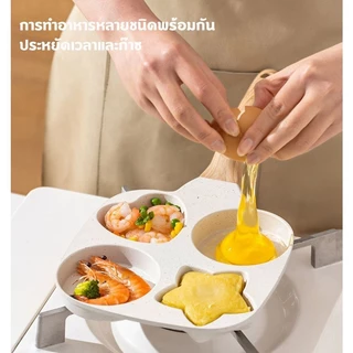สไตล์ญี่ปุ่น กะทะทอดไข่ดาว 4 หลุม Omelet PAN กระทะหินอ่อน กระทะหลุม Non-Stick สามารถใช้กับเตาแม่เหล็กไฟฟ้า