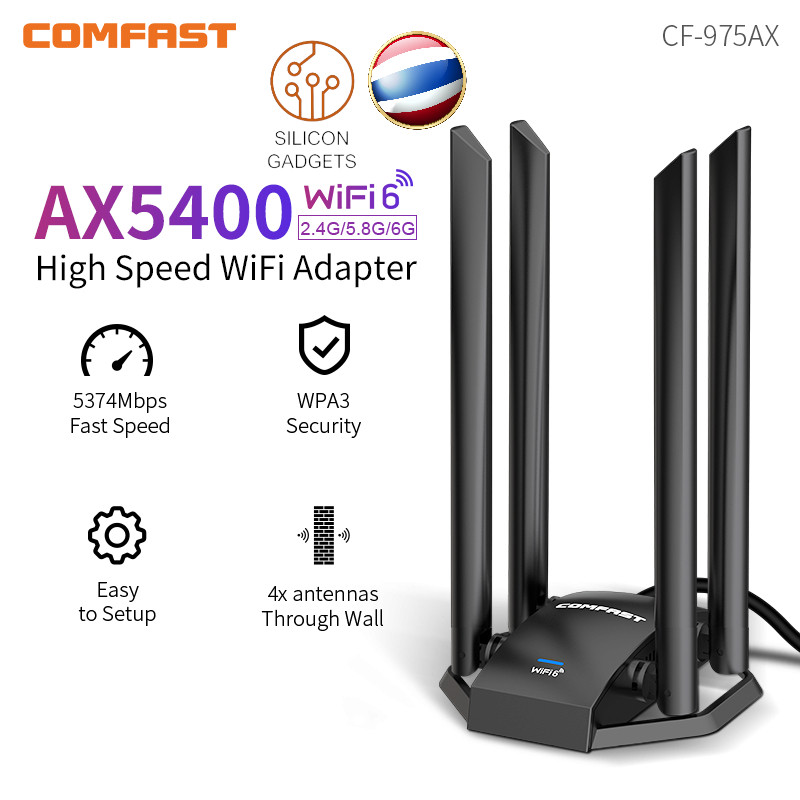 CF-975AX AX5400 WiFi6E Adapter 5374Mbps Tri-band 2.4G 5G 6G USB3.0 Wireless Network 4*5dBi Antennas