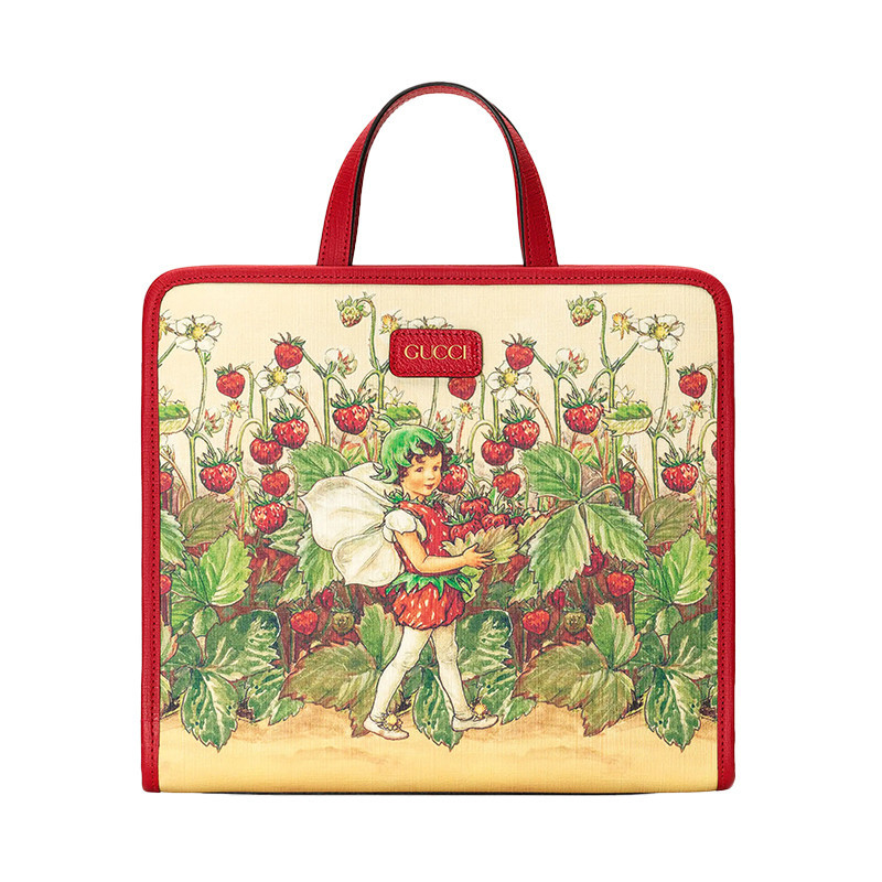 Gucci Gucci Women 's Bag Canvas Tote Bag Little Fairy Print Handbag 605614