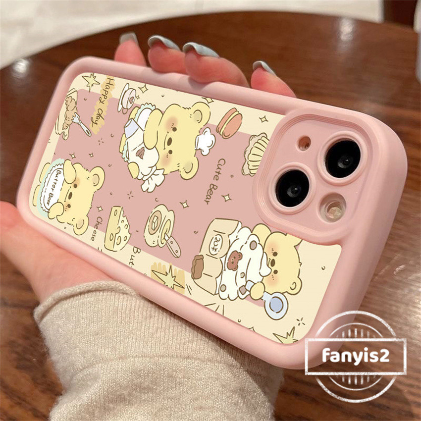 Oppo A3X A60 A38 A18 A58 A78 A17 A17k A57 A5s A76 A96 A16s A15 A15s A16k A77s A7 A3s A5 A9 A53 A95 A93 A54 A93 A54 A93 A74 ฝาครอบโทรศัพท์หมีเนยน่ารัก