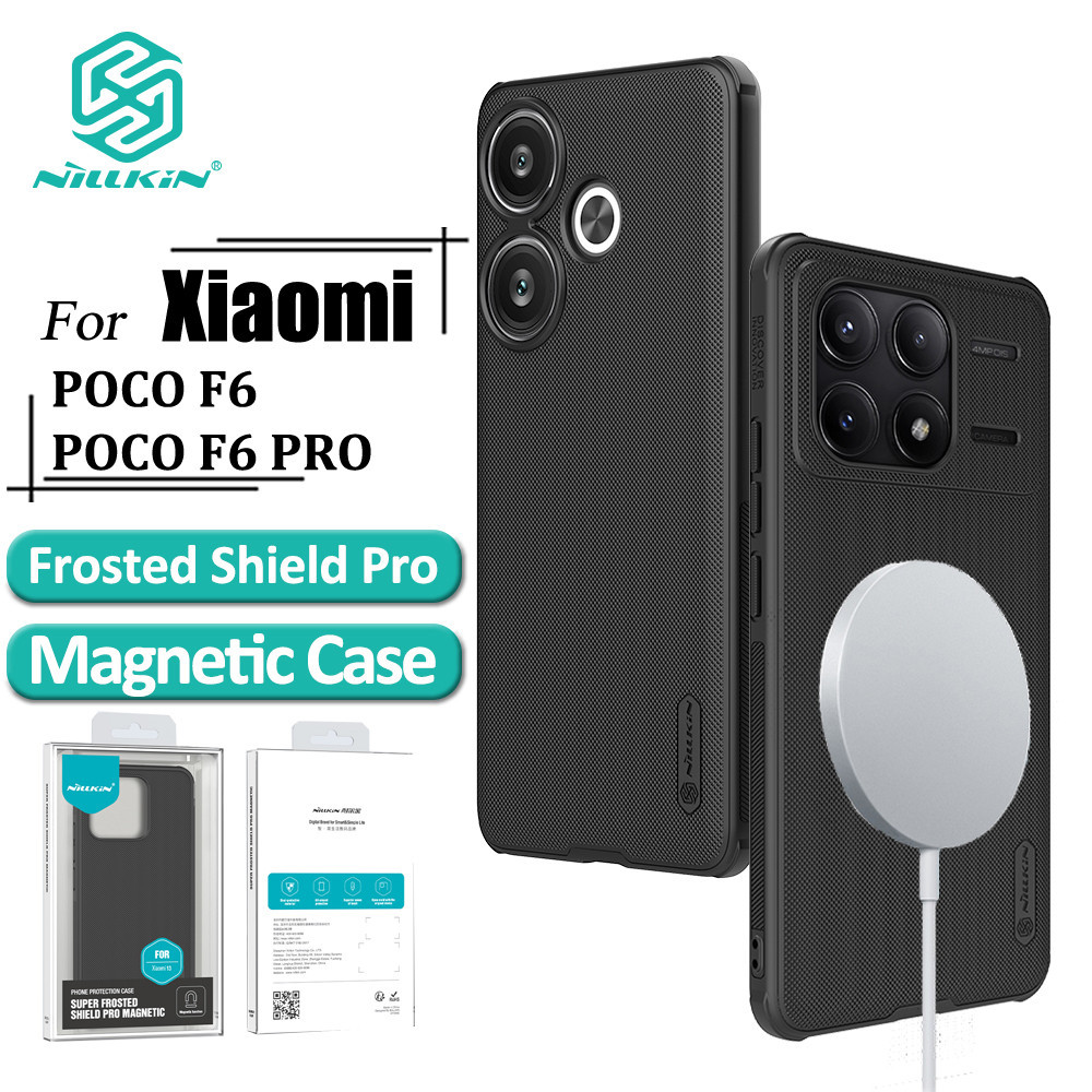Nillkin magnetic Super Frosted Shield Pro Case สําหรับ Poco F6 Pro F6 Case Ultra Thin Matte TPU + PC Anti ลายนิ้วมือกันกระแทกฝาหลัง (เฉพาะพร้อมฟังก์ชั่นดูดแม่เหล็ก)