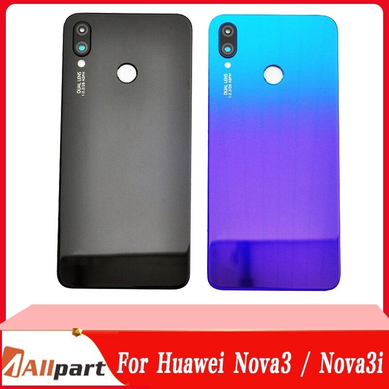 ใหม ่ สําหรับ Huawei Nova 3i แบตเตอรี ่ กลับแก ้ วด ้ านหลังแบตเตอรี ่ ประตูสําหรับ Huawei Nova 3 Nova3 แบตเตอรี ่