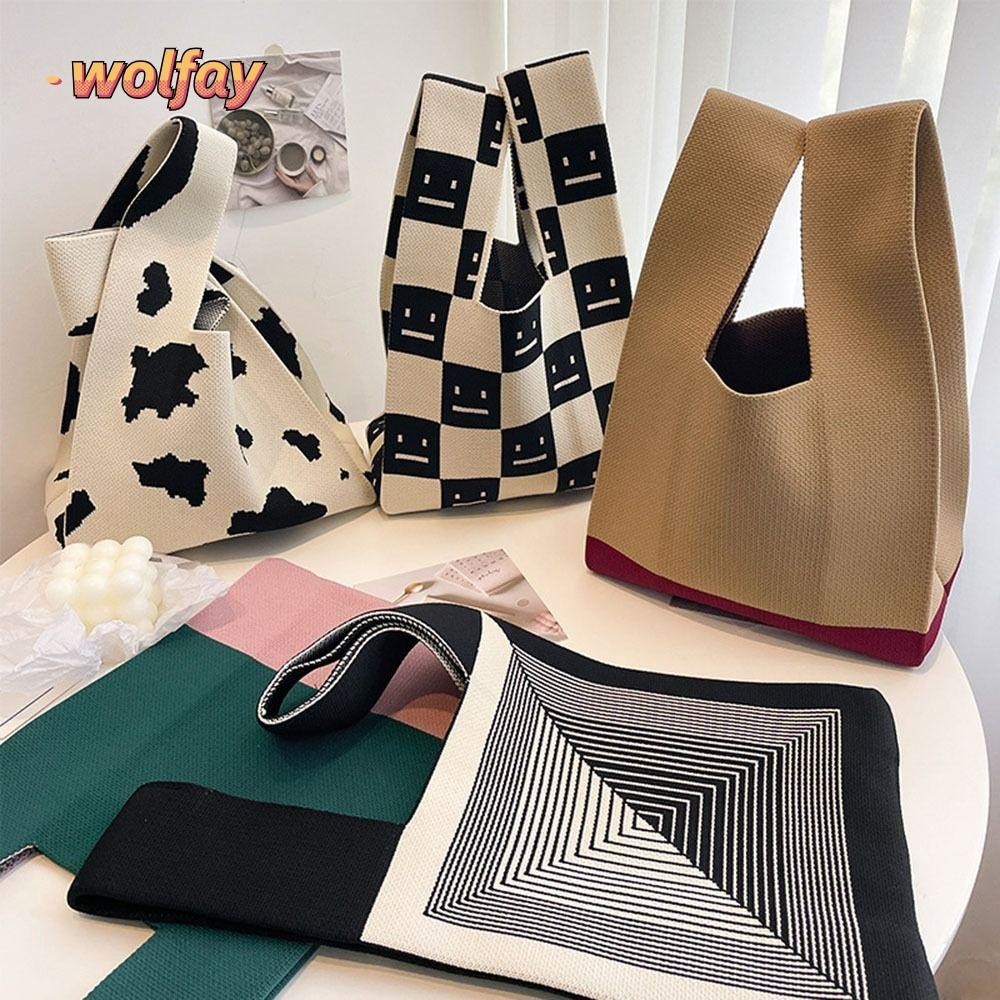 Wolfay Tote Bag Niche Design Mini Shoulder Bag Shopping Bags Women Girls Knot Wrist Bag