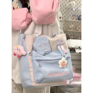 น่ารัก Star Messenger Bag Girl Tote Bag Female High School Junior High School Student Tutorial Class Bag Large Capacity Shou