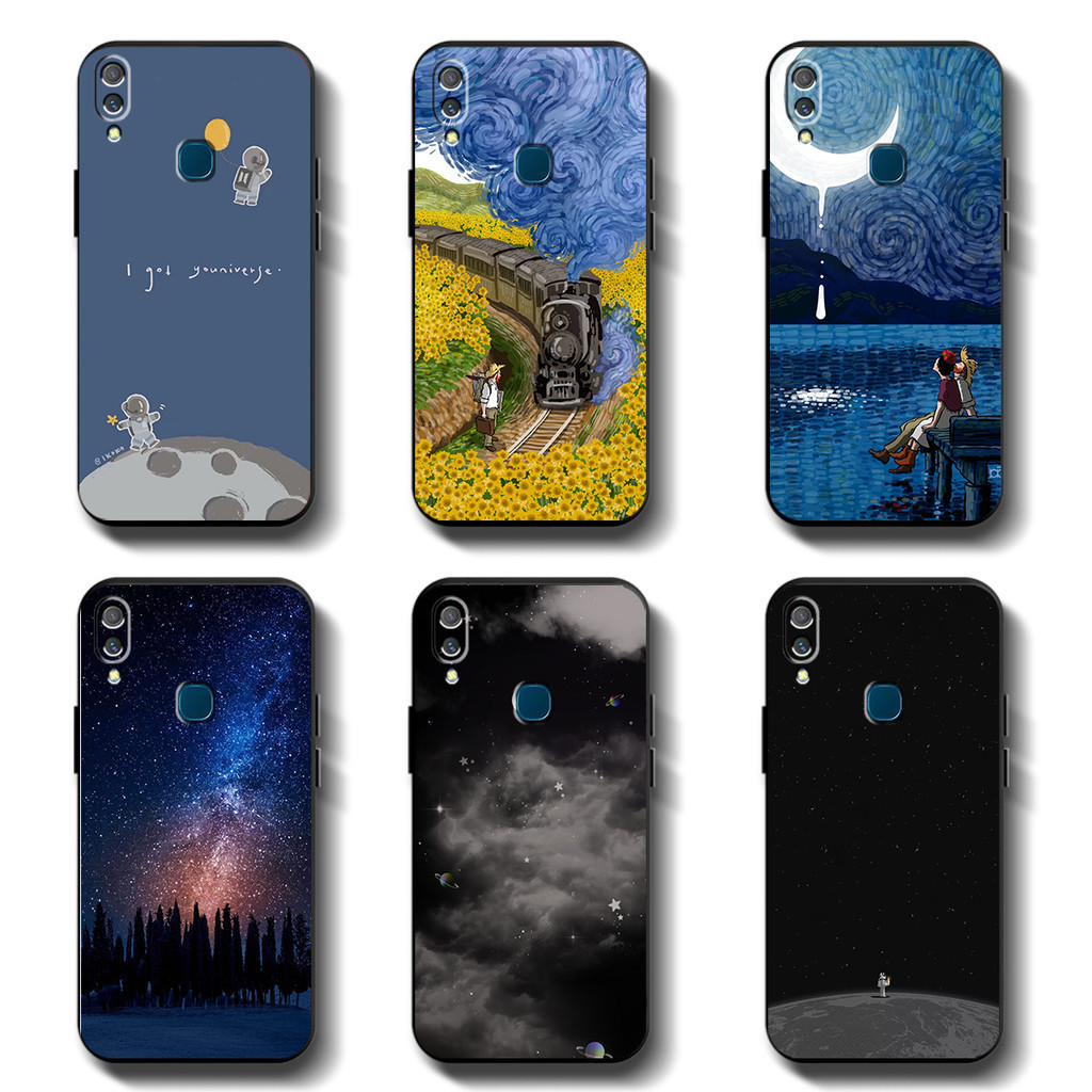 สีดํานุ่มสําหรับvivo 1723 1726 1814 1811 1816 1807 V9 Y85 Y95 Y91 Y91iพร้อมลายนิ้วมือAnticrackปลอกคุณภาพสูงTPUฝาครอบFullป้องกันยางซิลิโคนเคสโทรศัพท์