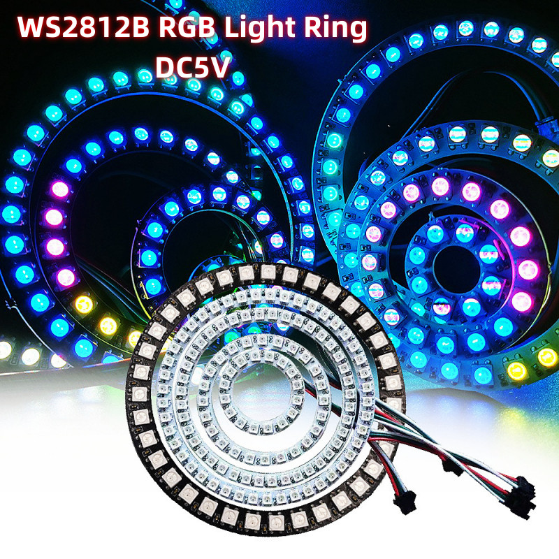 Dc5v Ws2812b ไฟ LED แถบแหวน 8/16/24/35/45Leds Pixel ไฟสมาร ์ ท Ws2812b โมดูลแอดเดรสไฟวงกลม DC5V Ws2812 LED Pixel แหวนสีเต ็ มรูปแบบโคมไฟ LED