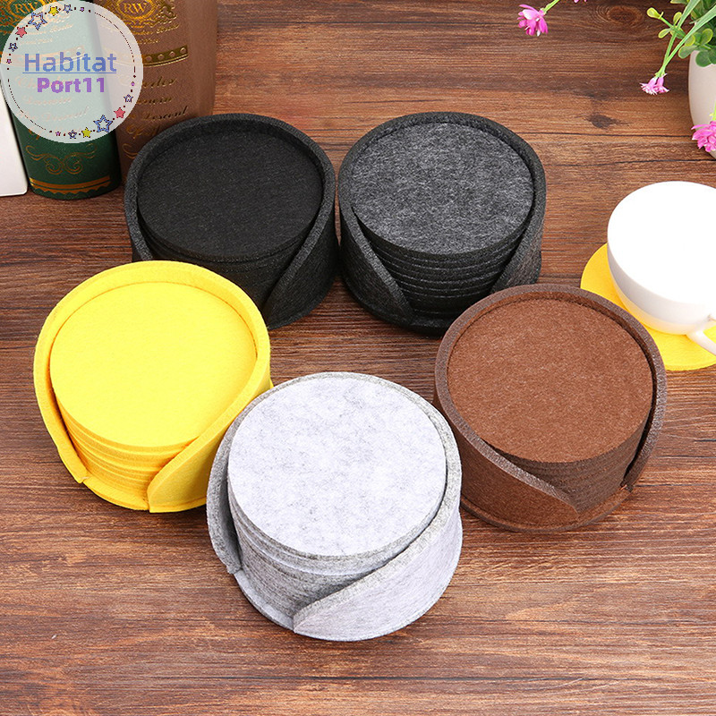 Habitatport 10 ชิ้น/เซ็ตรอบ Felt Coasters โต๊ะรับประทานอาหาร Protector ที่รองแก้วทนความร้อนชากาแฟเครื่องดื่มร้อนถ้วย Placemats th