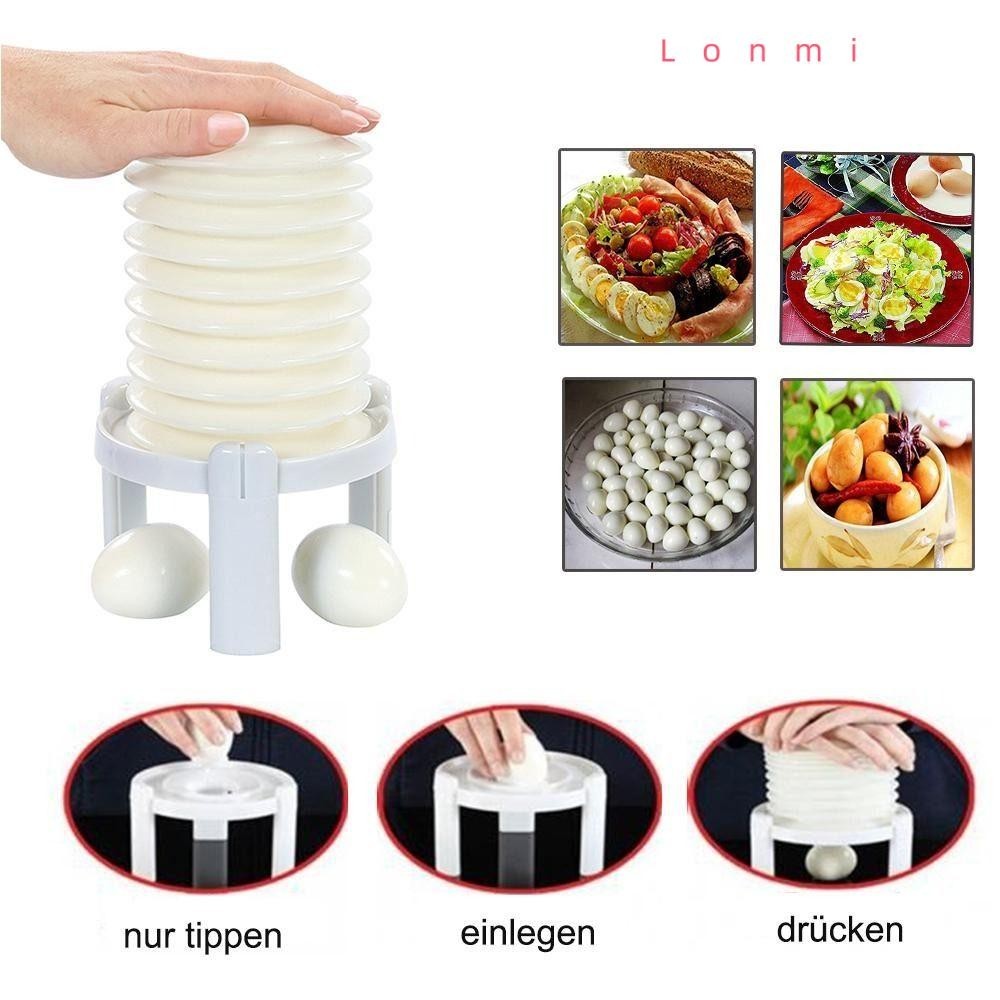เครื่องแกะเปลือกไข่ปรุงสุก LONMI ลอกฟรี 3 ขั้นตอนเครื่องปอกไข่อัตโนมัติ,ปอกเปลือกสร้างสรรค์อุปกรณ์ทําอาหารที่ปอกไข่ต้มไข่