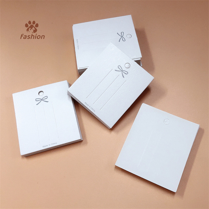 [ แฟชั ่ น ] 50PCS White Hairpin Card Trinket Bow Display Cards กระดาษบรรจุกระดาษแข ็ ง {TH }