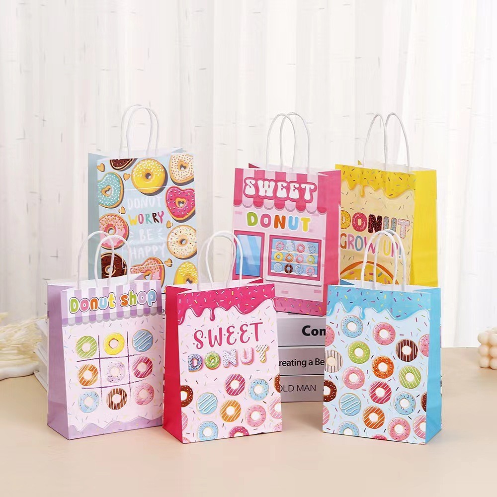 โดนัท Goodie กระเป๋า, Sweet Party Favor Candy Treat ของขวัญกระเป๋าสําหรับวันเกิด Baby Shower Holiday Party ตกแต่งถุงกระดาษขนมหวาน
