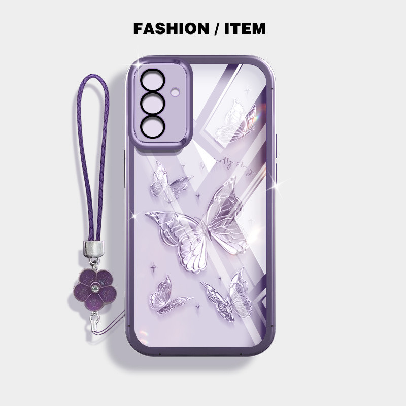 SAMSUNG Ybd INSสไตล์เคสโทรศัพท์สําหรับSamsung Galaxy A56 A26 A36 A16 A55 A35 A13 A04S A05S A14 A15 A24 A25 A34 A54 4G 5G Nicheผีเสื้อปลอกพร้อมเลนส์ป้องกัน