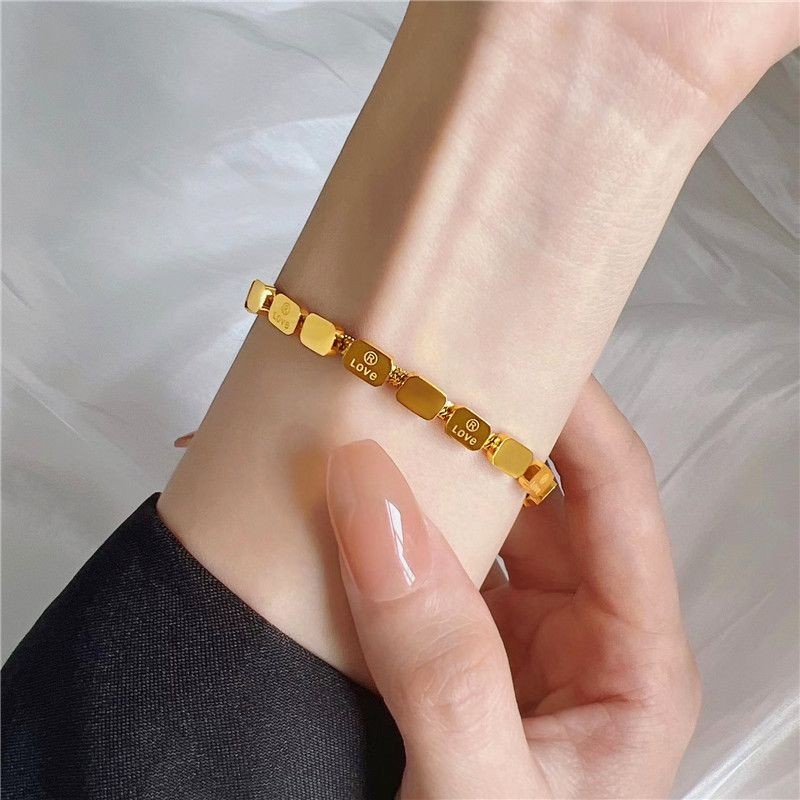 สร้อยคอสร้อยข้อมือ Love Letter,สร้อยข้อมืองูแบบเรียบง่าย,สร้อยข้อมือเหล็กไทเทเนียม