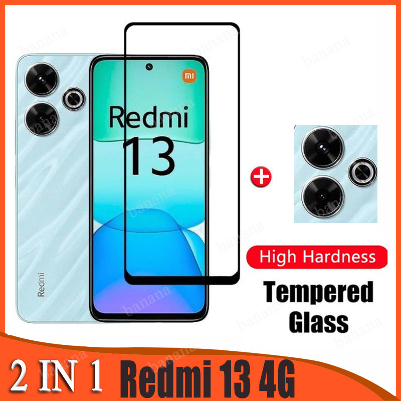 Redmi 13 4GกระจกนิรภัยสําหรับRedmi13 4G 2024 13C 12C 10C 2 in 1 คลุมทั้งหมดกล้องเลนส์ป้องกันหน้าจอฟิล์มแก้ว