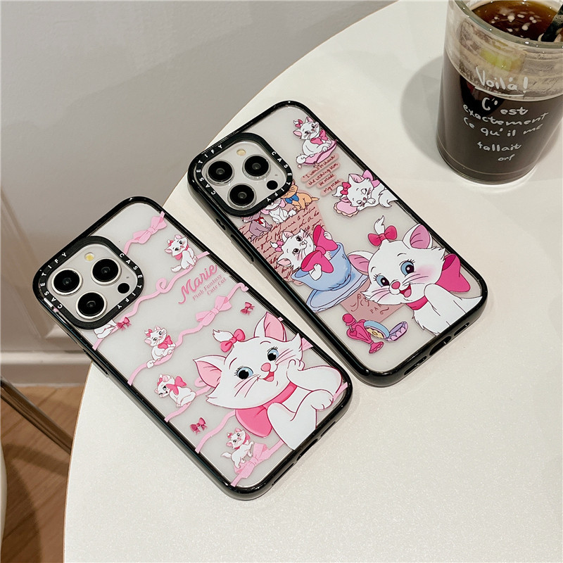 Casetify 2.5Disney Marie CatเคสอะคริลิคสําหรับIPhone 11 12 13 14 15 Pro MAXปลอกการ์ตูนยี่ห้อโปร่งใสI