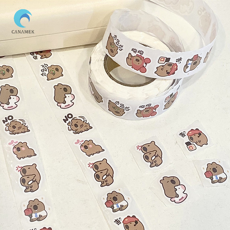 Canamek 500pcs การ์ตูน Capybara สติกเกอร์ Decals ตกแต่ง DIY โทรศัพท์โน้ตบุ๊คกระเป๋าเดินทางแล็ปท็อปตู