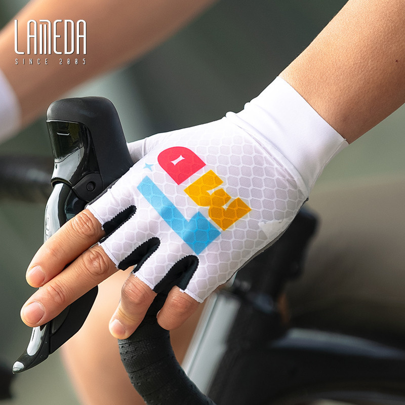 LAMEDA ถุงมือปั่นจักรยานครึ่งนิ้ว กันลื่น ถุงมือปั่นจักรยานเสือหมอบ