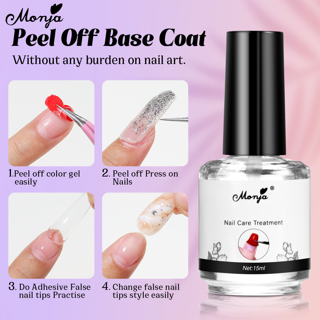 Monja 15ml เล็บฝึกทักษะเจล เล็บเจลออกกำลังกาย เล็บ ลอกออกได้ ไพรเมอร์เล็บเจลออกกำลังกายยาทาเล็บล้างไพรเมอร์วานิช DIY เล็บเครื่องมือฟังก์ชั่นเจล
