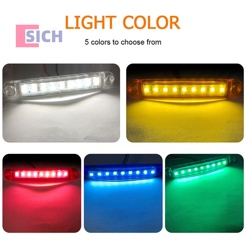 [Sich] ไฟข้างรถบรรทุกไฟเตือนไฟรถยนต์ 12V24V แรงดันไฟฟ้ากว้าง 9 ไฟ LED รถบรรทุกด้านข้างไฟสัญญาณแสดงแสงกว้างใหม่