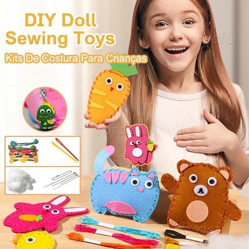 เย็บสักหลาดสัตว์ ทําเอง เครื่องประดับตุ๊กตา ทําเอง ชุดเย็บผ้าหัตถกรรมและเย็บเครื่องประดับตุ๊กตาเรียนรู้ที่จะเย็บรูปสัตว์การศึกษาเริ่มต้น yontnth