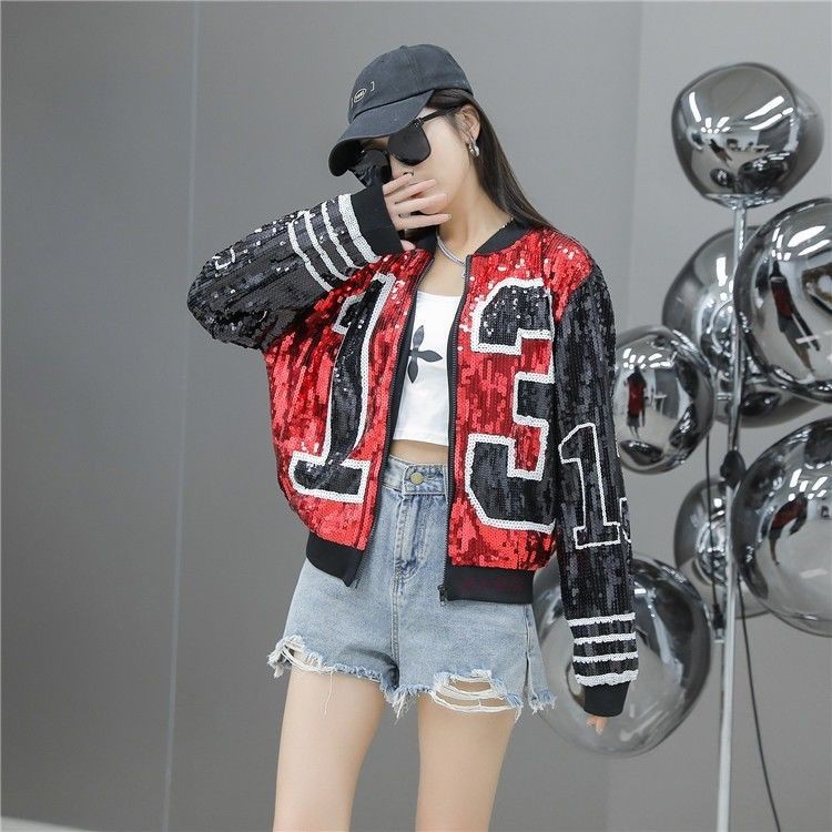 成人套装Sequin Jazz Dance ชุดผู้ใหญ่นักเรียนแจ็คเก็ตหลวมโมเดิร์น Str亮片加士宽宽松มีค่า thods Vridge shirt 6.12