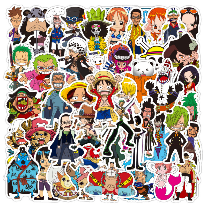 สติ๊กเกอร์ ลูฟี่ วันพีซ One Piece Luffy Zoro Sanji 50/100PCS สีสวย ติดแน่น กันน้ำ สําหรับติดตกแต่งสมุด