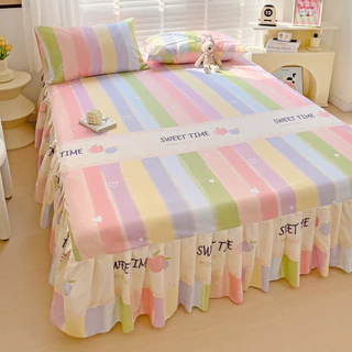 ผ้าปูที่นอนพิมพ์ลายสีรุ้ง มี 20 รุ่น ผ้าปูที่นอนแบบกระโปรงอัดพลีท เป็นมิตรกับผิว 3.5 ฟุต 5 ฟุต 6 ฟุต 6.5 ผ้าปูเตียง ผ้านอน ปลอกหมอน