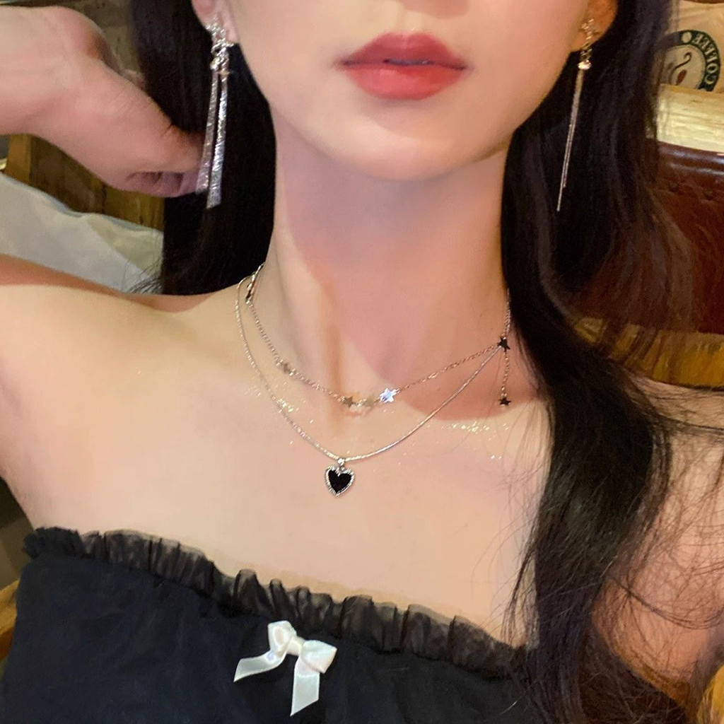ผู ้ หญิง Casual Star Heart สร ้ อยคอ Rhinestone สร ้ อยคอโลหะผสม