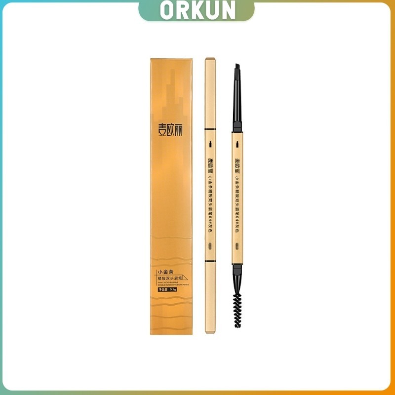 Orkun ดินสอเขียนคิ้ว 2 in 1 มีหัวเขียน และหัวแปรงปัดคิ้ว ทรงสามเหลี่ยม กันน้ํา กันเหงื่อ ติดทนนาน  Eyebrow pencil