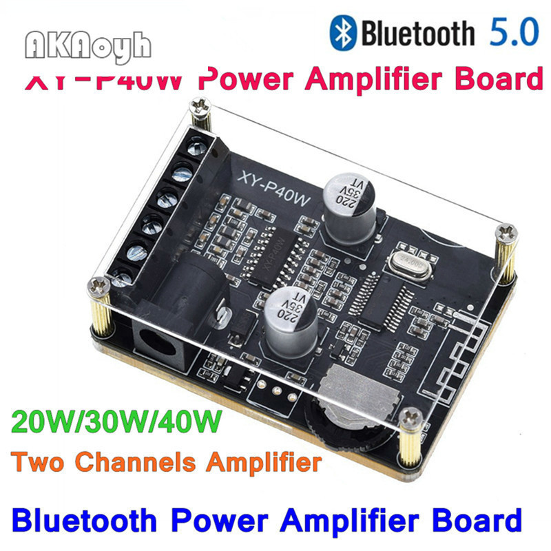 บลูทูธ 5.0 สเตอริโอเครื่องขยายเสียง 40Wx2 ตัวรับสัญญาณบลูทูธ DC 12/24V XY-P40W