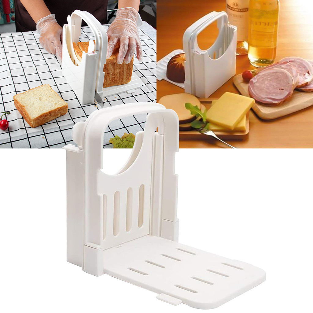 1 PCS สี่เหลี่ยมผืนผ้าเครื่องตัดขนมปังแม่พิมพ์ Toast Pro เครื่องทําขนมปังท่องเที่ยว Loaf เรือพับปรับพลาสติกเครื่องมือชีส Pastry เครื่องตัด Rack Gadgets ครัว